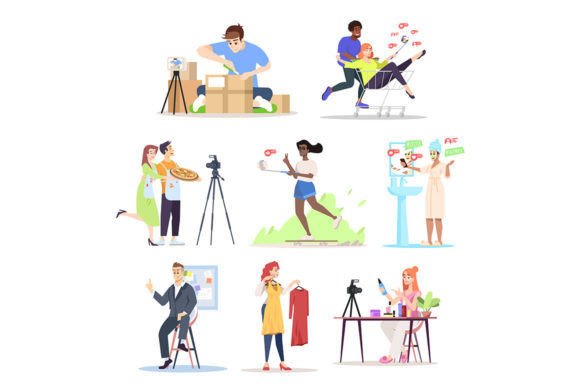 Elevate Your Digital Content with a Bloggers Flat Vector Illustrations Set