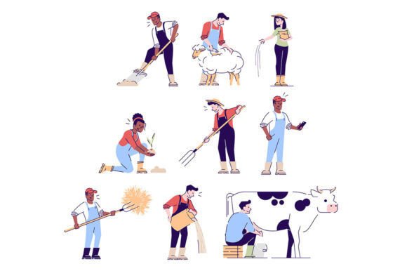 Farming Flat Vector Illustrations Set: A Modern Toolkit for Agricultural Visuals